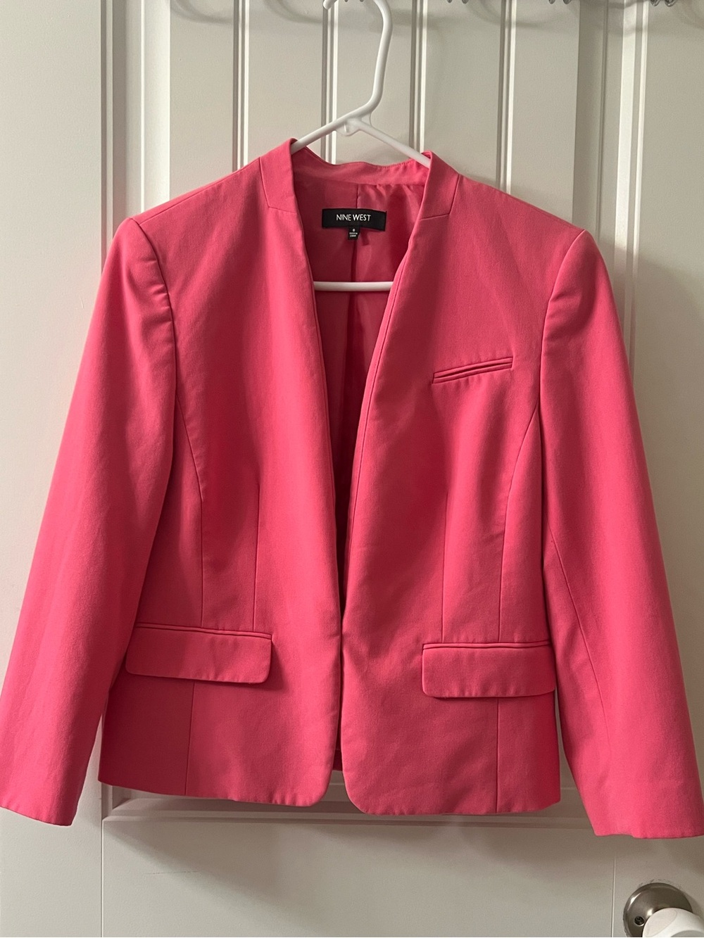 Nine West Women’s Vibrant Pink Open-Front Blazer with hook closure
